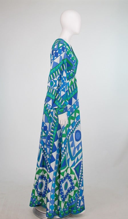 1960s Pucci silk palazzo plunge jumpsuit In Excellent Condition In West Palm Beach, FL