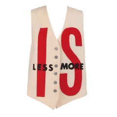 Moschino  " IS LESS MORE"  vest