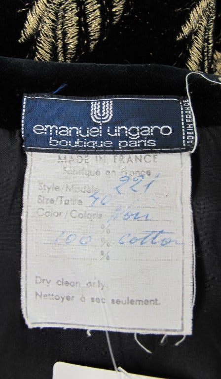Ungaro gold metallic embroidered black velvet mini coat 1980s 5