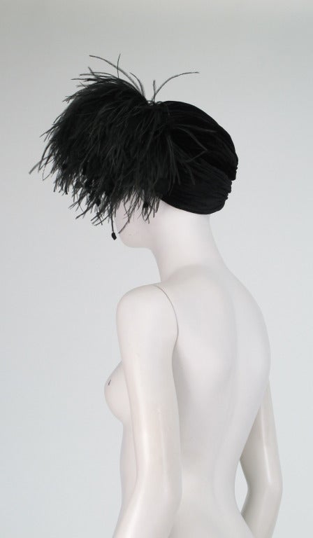 Women's 1960s Graham Smith feather turban hat