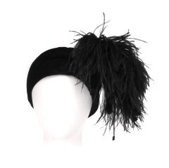 Retro 1960s Graham Smith feather turban hat
