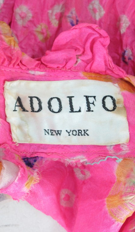 Rare 1960s Adolfo mixed shibori dyed silk skirt & blouse 6