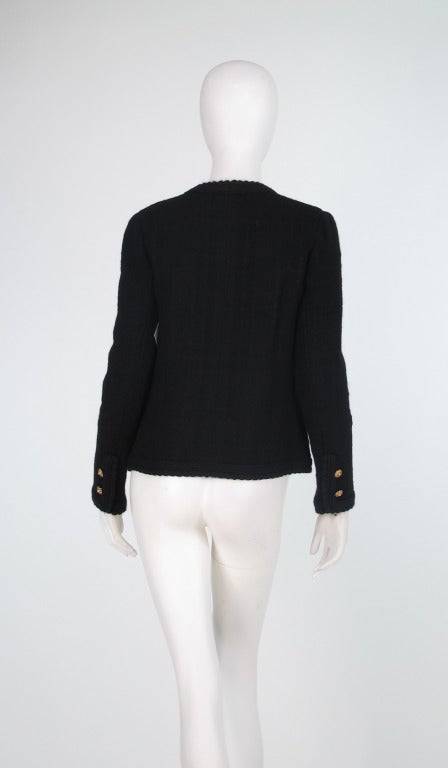 1990s Chanel classic little black boucle jacket 1