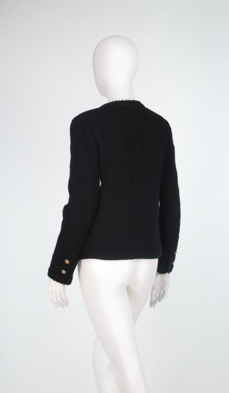 1990s Chanel classic little black boucle jacket 2