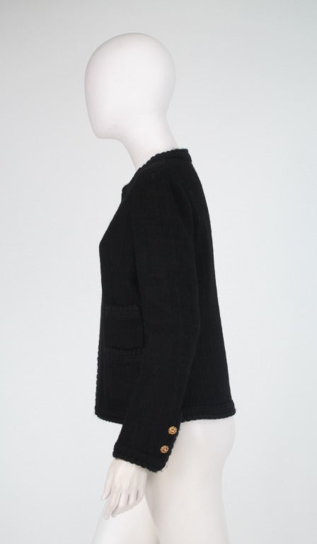 1990s Chanel classic little black boucle jacket 3