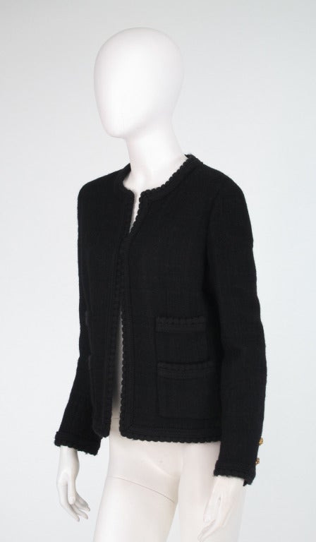 1990s Chanel classic little black boucle jacket 4