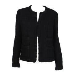 Vintage 1990s Chanel classic little black boucle jacket