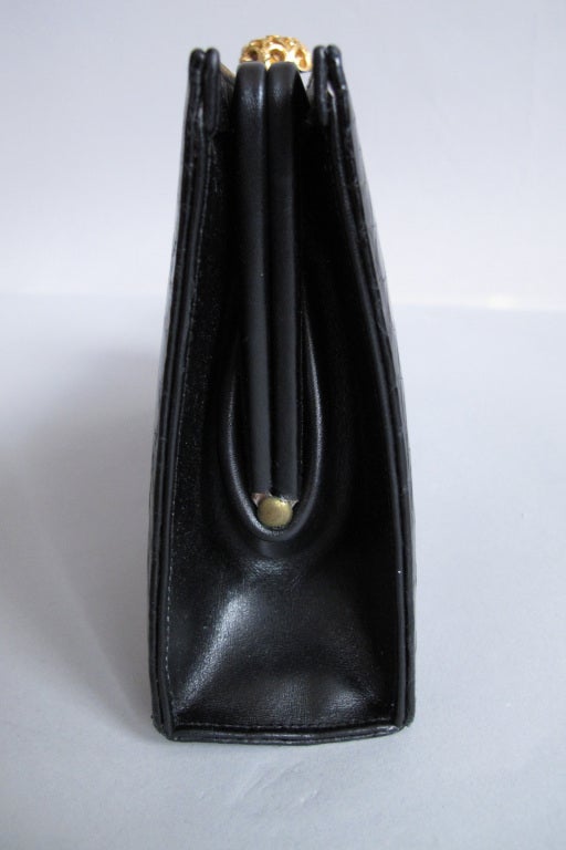 Black crocodile clutch handbag 1