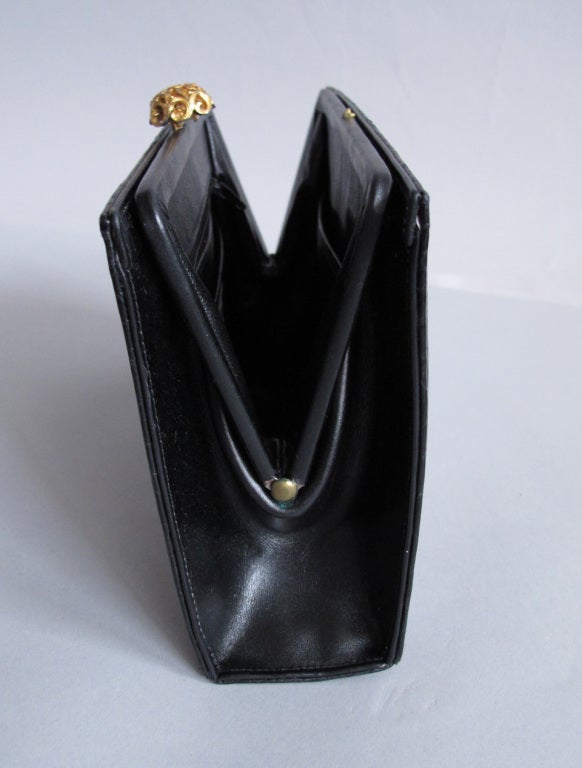 Black crocodile clutch handbag 2