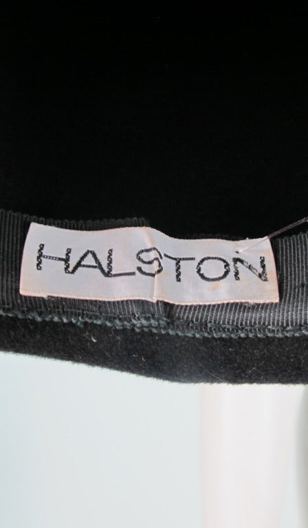 1960s Halston black felt cocktail hat with rhinestone trim 3