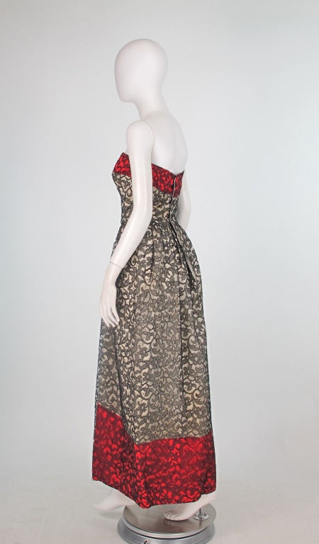 Women's 1963 silk Madeira lace evening gown from Bergdorf Goodman