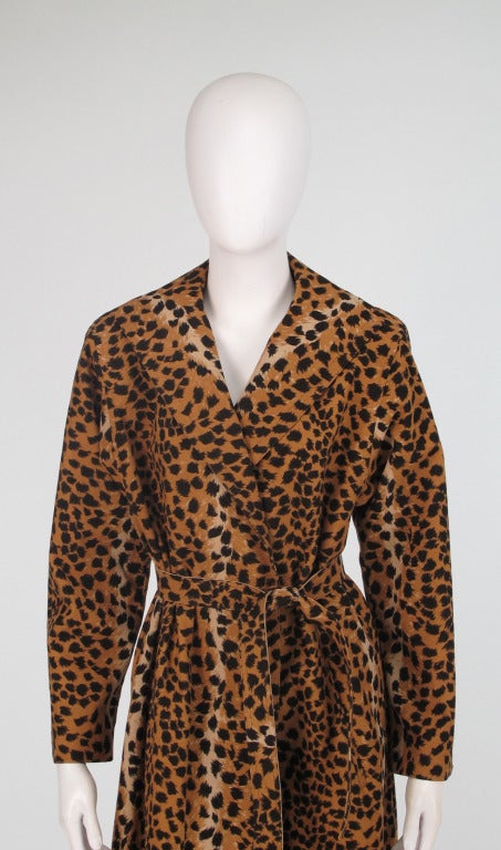 1980s Ultrasuede cheettah fur print trench coat