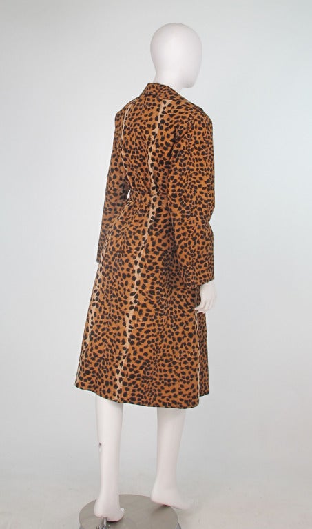 1980s Ultrasuede cheettah fur print trench coat 1