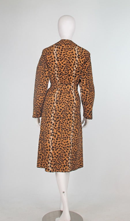 1980s Ultrasuede cheettah fur print trench coat 2