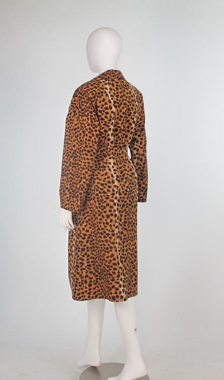 1980s Ultrasuede cheettah fur print trench coat 3