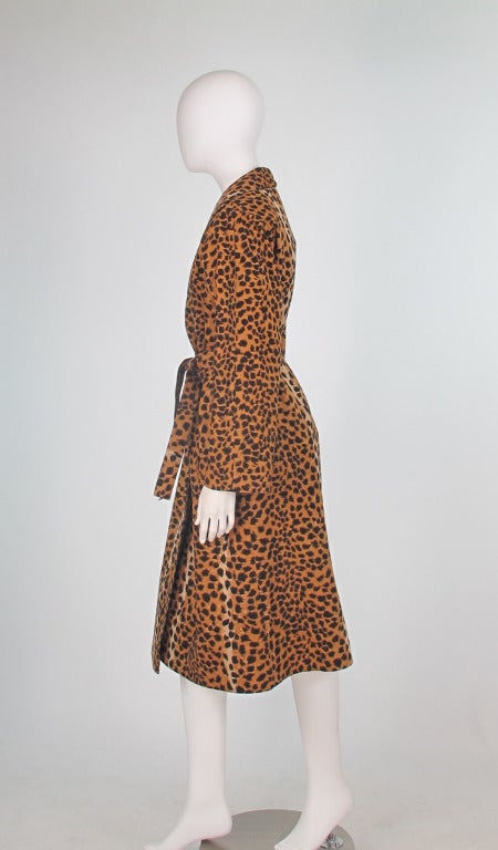 1980s Ultrasuede cheettah fur print trench coat 4