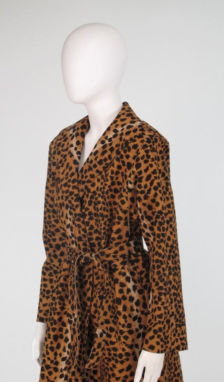 1980s Ultrasuede cheettah fur print trench coat 5