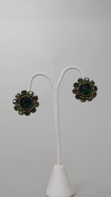 Weiss green clip earrings 1
