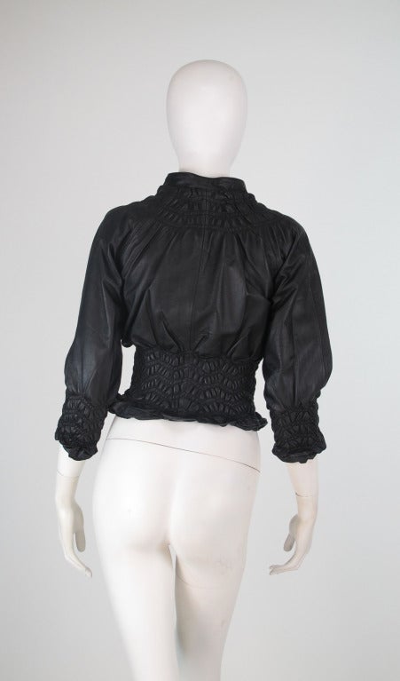 Lloyd Klein shirred lambskin cropped jacket 1