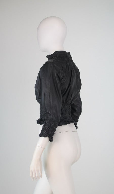 Lloyd Klein shirred lambskin cropped jacket 2