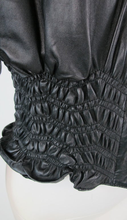 Lloyd Klein shirred lambskin cropped jacket 5