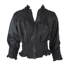 Lloyd Klein shirred lambskin cropped jacket