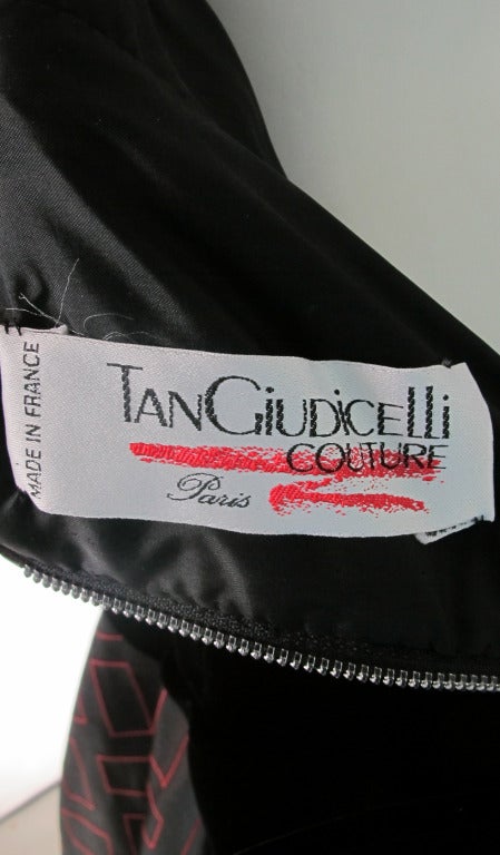 1980s Tan Giudicelli Couture velvet & silk cocktail dress 3