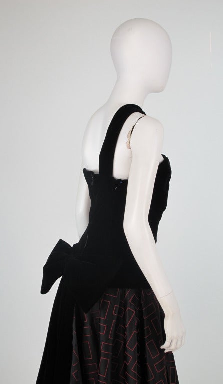 Black 1980s Tan Giudicelli Couture velvet & silk cocktail dress