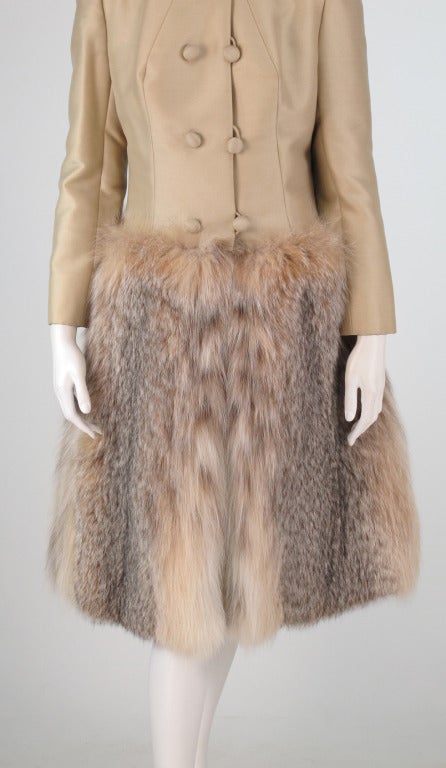 1960s Travilla champagne lynx fur coat ensemble Mrs Nat King Cole