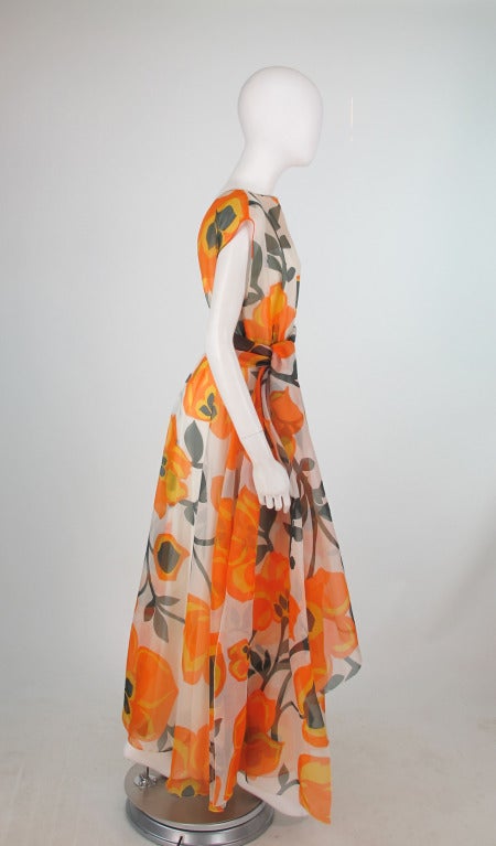 Women's 1960s Helen Rose silk organza floral gown