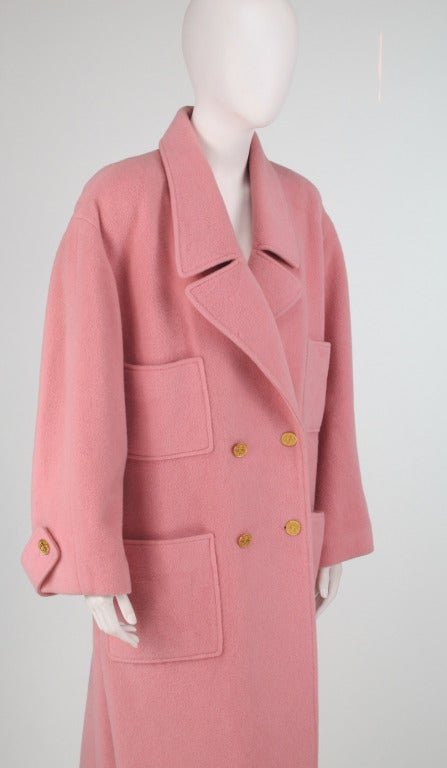 1980s Chanel ballet pink chesterfield coat 5