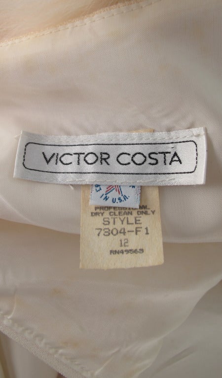 1980s Victor Costa winter white wool & fox fur dress 6