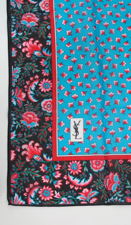 1970s Yves St Laurent provincial cotton print scarf...In excellent unused condition...Approx. 35