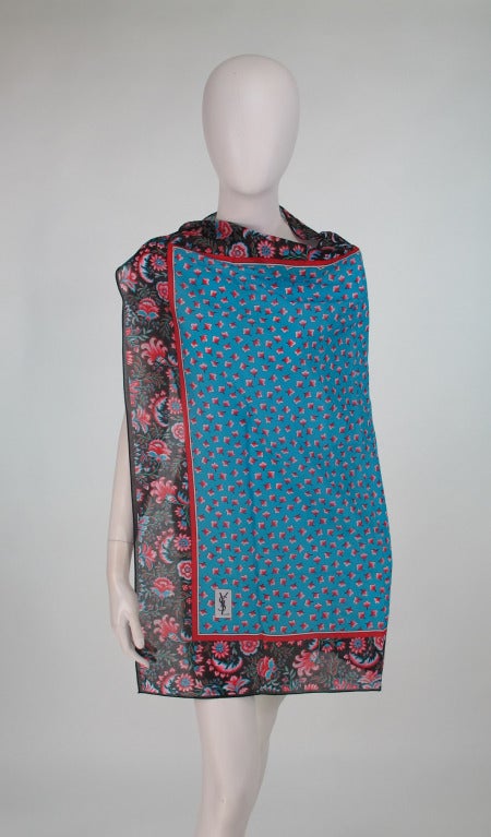 Women's 1970s Yves St Laurent provincial cotton print scarf