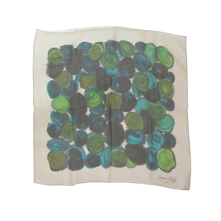 1950s Jacques Fath hand painted silk chiffon and silk scarf at 1stDibs | jacques  fath scarf, hand painted silk scarves & shawls