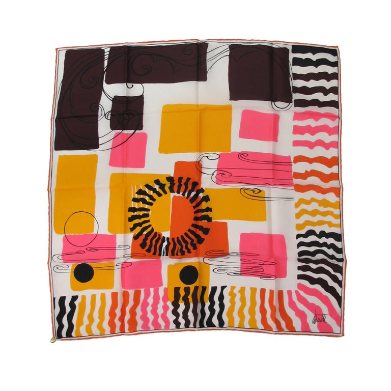 1960s Mid Century Modern design silk scarf by Butti at 1stDibs