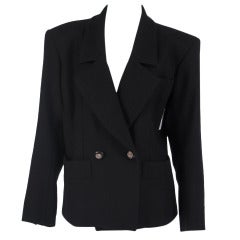 1990s Yves St Laurent YSL black wool double breasted jacket