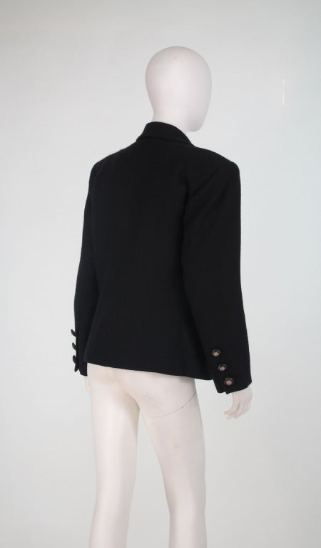 Women's 1990s Yves St Laurent YSL black wool double breasted jacket