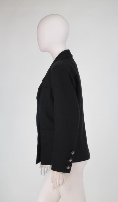 1990s Yves St Laurent YSL black wool double breasted jacket 2