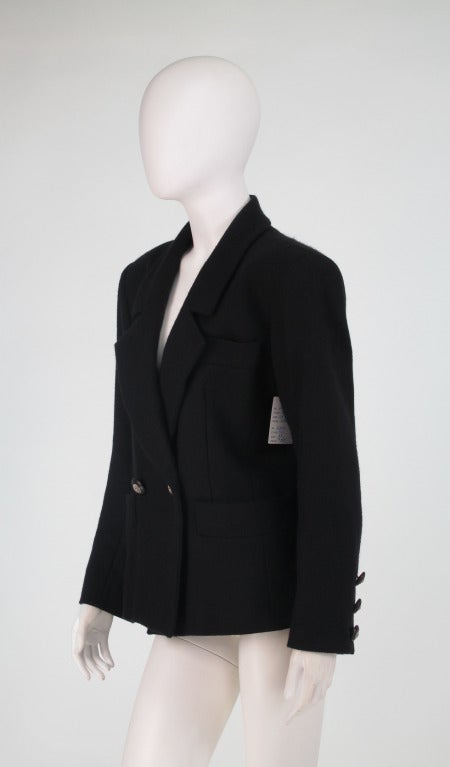 1990s Yves St Laurent YSL black wool double breasted jacket 3