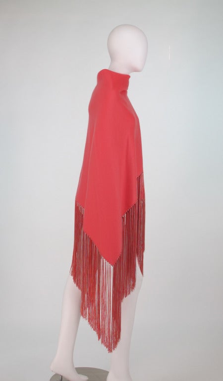 Women's Colombo coral 100% cashmere silk fringe shawl