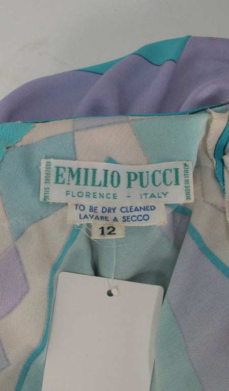 1960s Emilio Pucci aqua geometric silk day dress 5