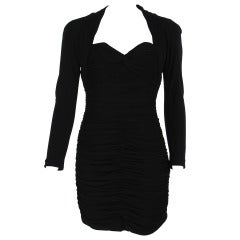 1980s Vicky Tiel "Fauve" shirred drape cocktail dress 6