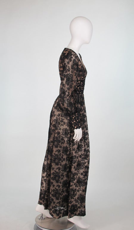 Fantastic 1970s Lillie Rubin chantilly & guipure Lace jumpsuit In Good Condition For Sale In West Palm Beach, FL
