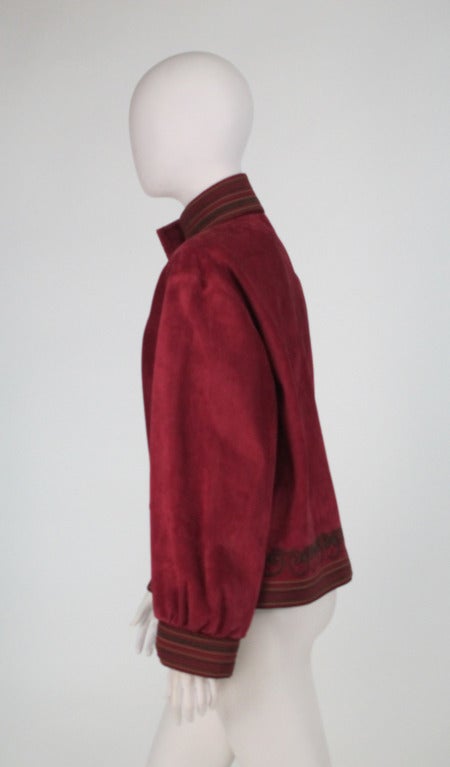 Women's 1980s Yves St Laurent Russian collection corded suede jacket