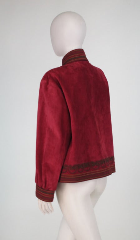 1980s Yves St Laurent Russian collection corded suede jacket 1