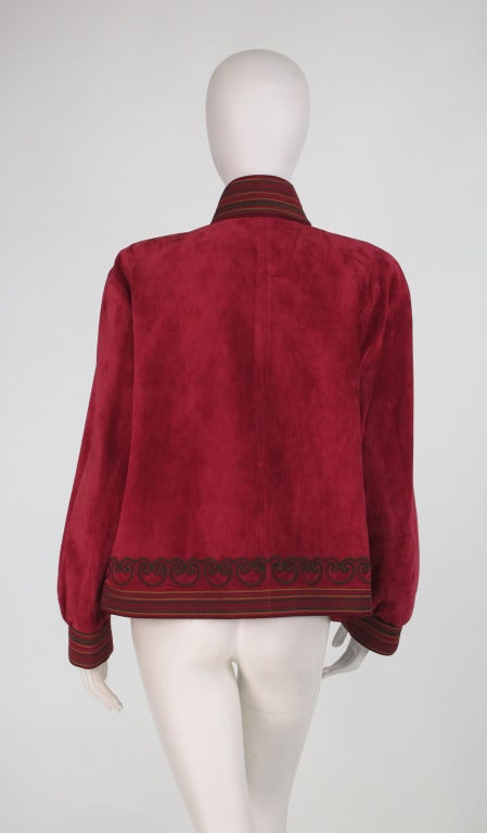 1980s Yves St Laurent Russian collection corded suede jacket 2