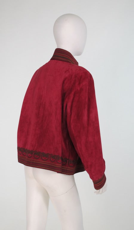 1980s Yves St Laurent Russian collection corded suede jacket 3