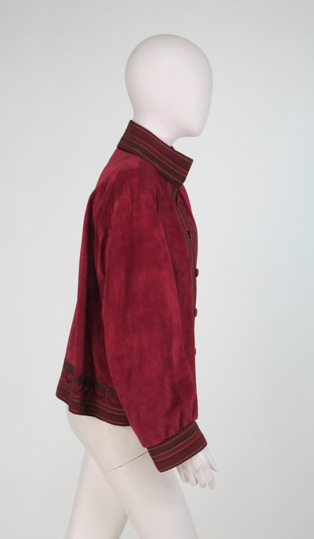 1980s Yves St Laurent Russian collection corded suede jacket 4