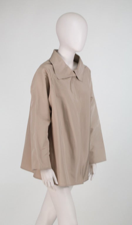 Zoran versatile classic khaki silk jacket at 1stDibs